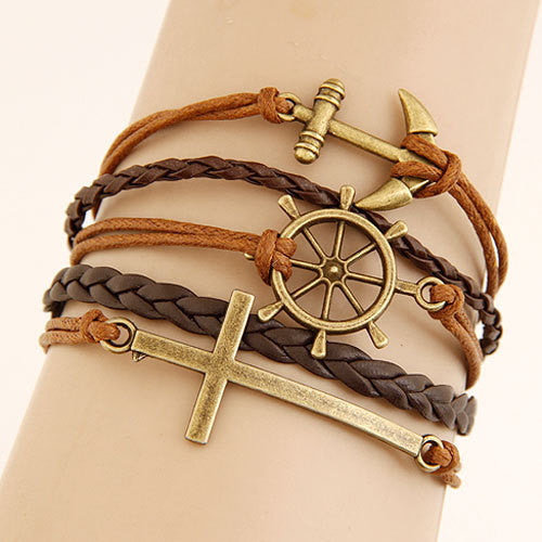 Charm Vintage Multilayer Charm Leather Bracelet