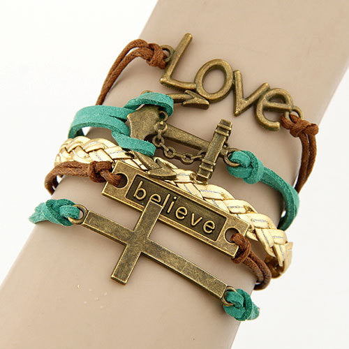 Charm Vintage Multilayer Charm Leather Bracelet