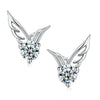 Fashion Silver Jewelry Angel Wings Crystal Ear Stud Earrings