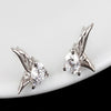 Fashion Silver Jewelry Angel Wings Crystal Ear Stud Earrings