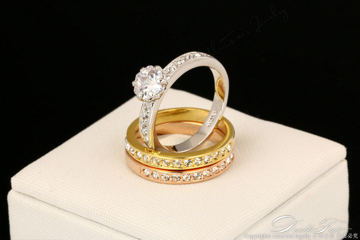 3 Rounds CZ Diamond Paved Engagement Rings