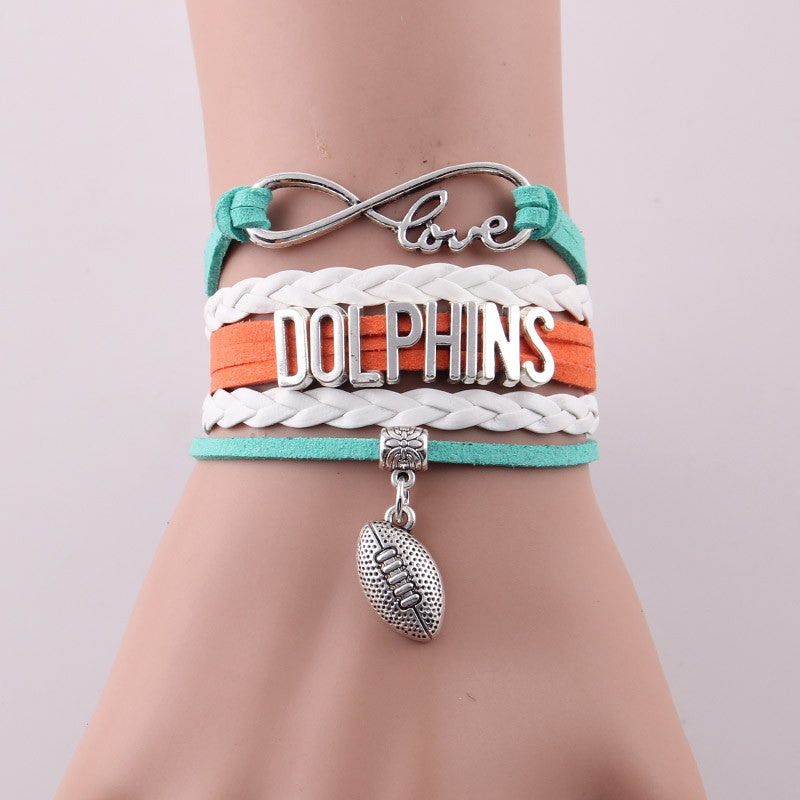 Infinity Love Miami Dolphins bracelet