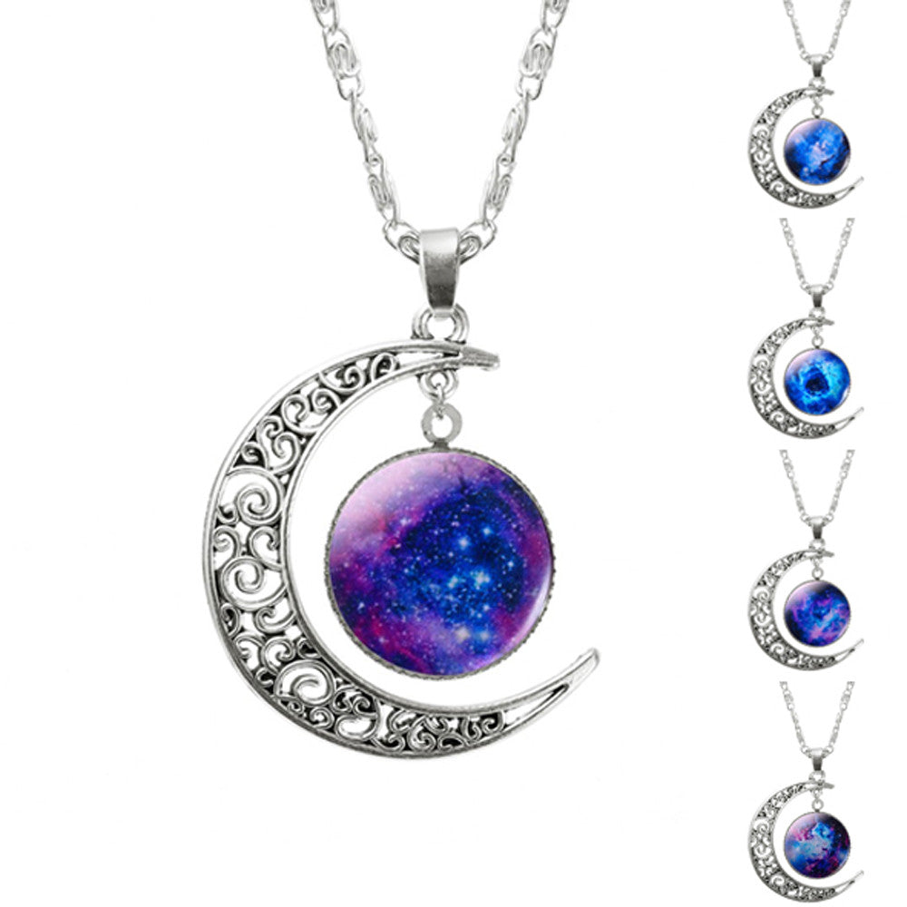 Hollow Moon & Glass Galaxy Statement Necklaces