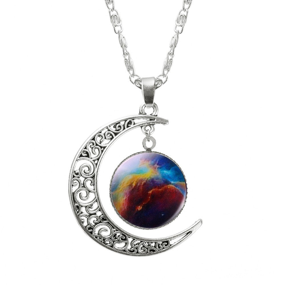 Hollow Moon & Glass Galaxy Statement Necklaces