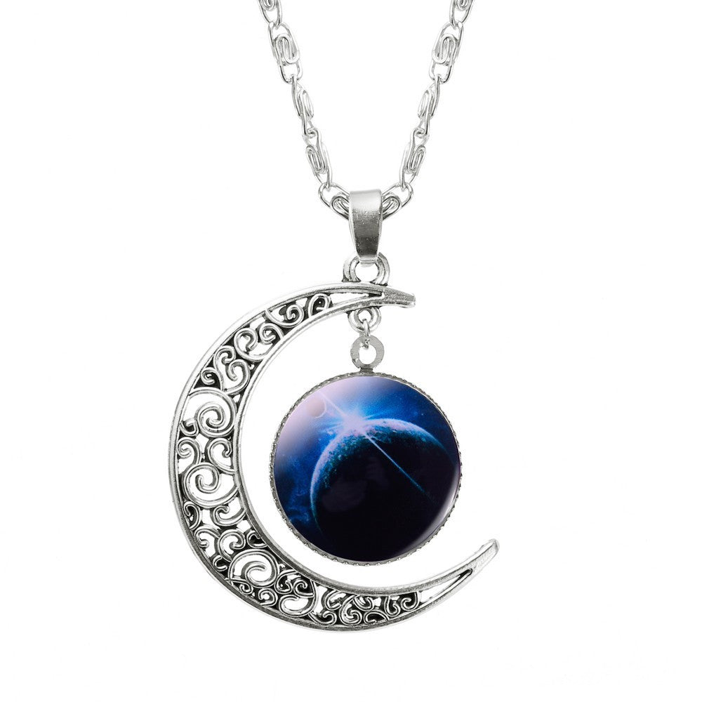 Hollow Moon & Glass Galaxy Statement Necklaces