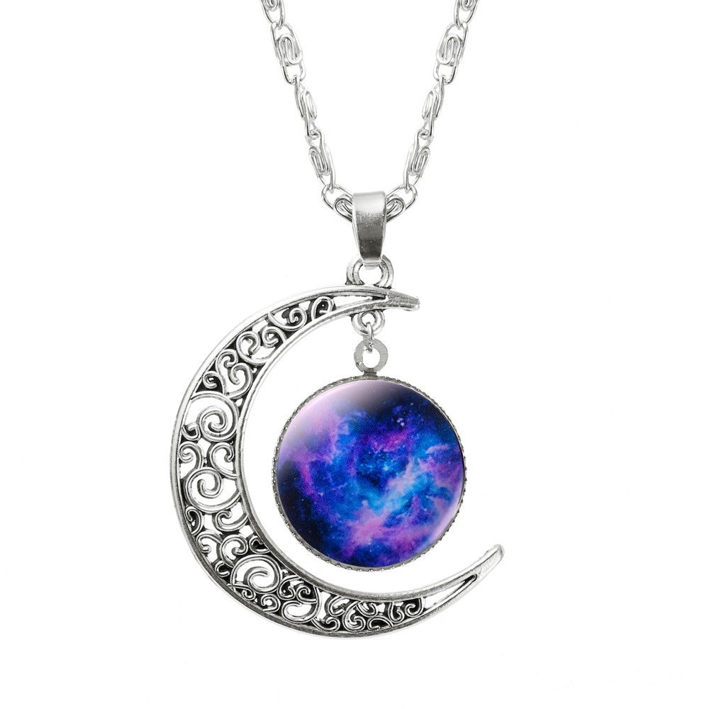 Hollow Moon & Glass Galaxy Statement Necklaces