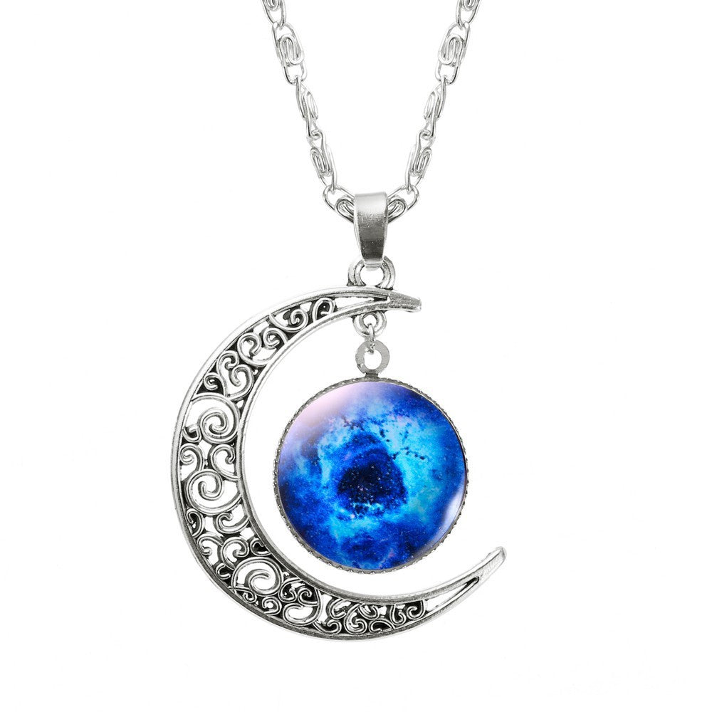 Hollow Moon & Glass Galaxy Statement Necklaces