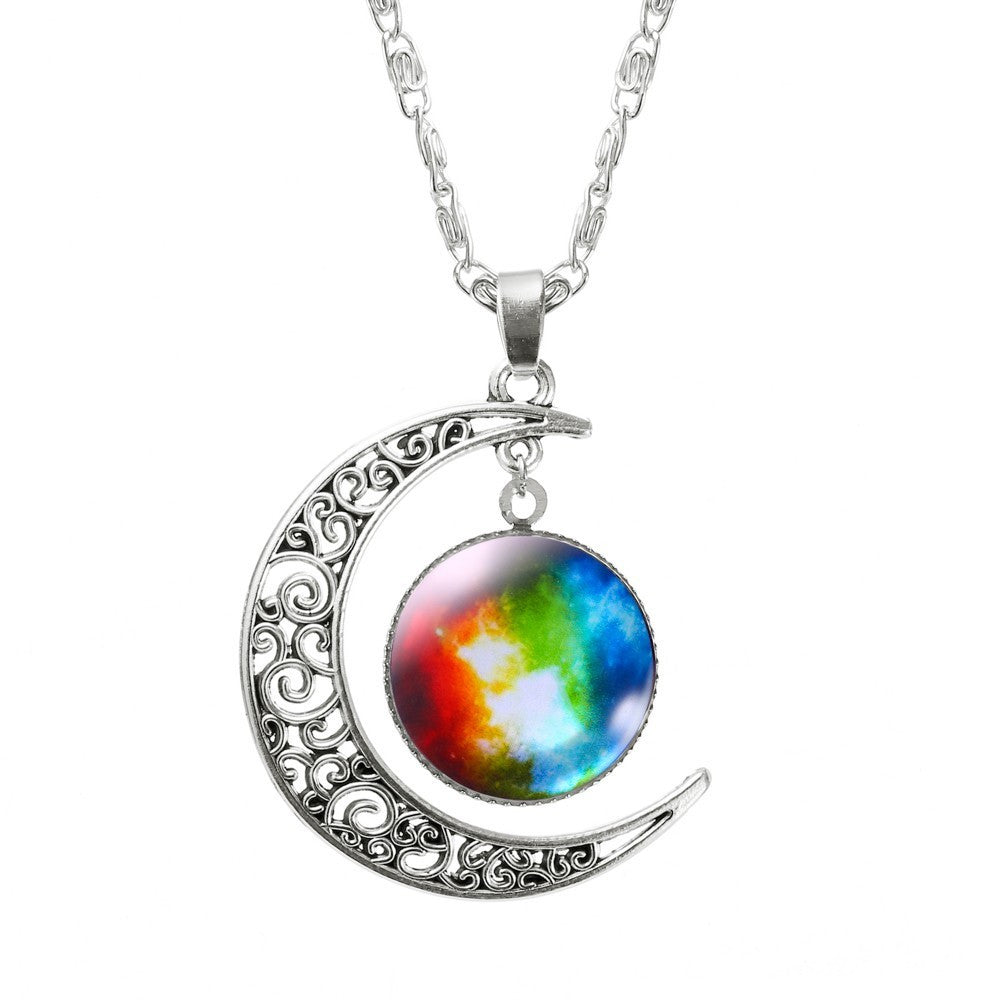 Hollow Moon & Glass Galaxy Statement Necklaces