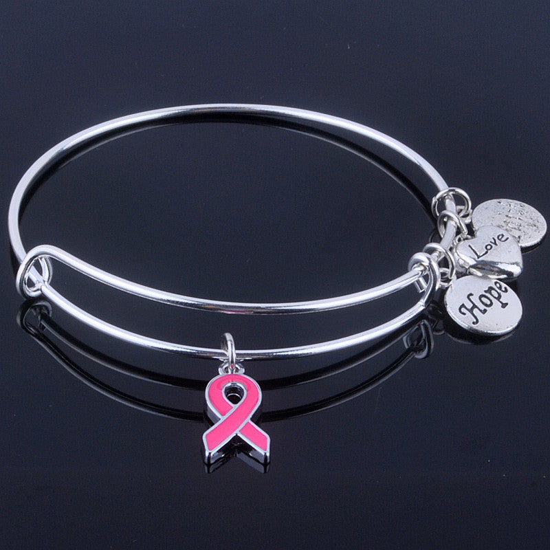 Care For Breast Cancer pink ribbon bangles