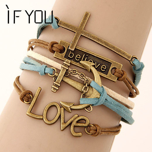 Charm Vintage Multilayer Charm Leather Bracelet