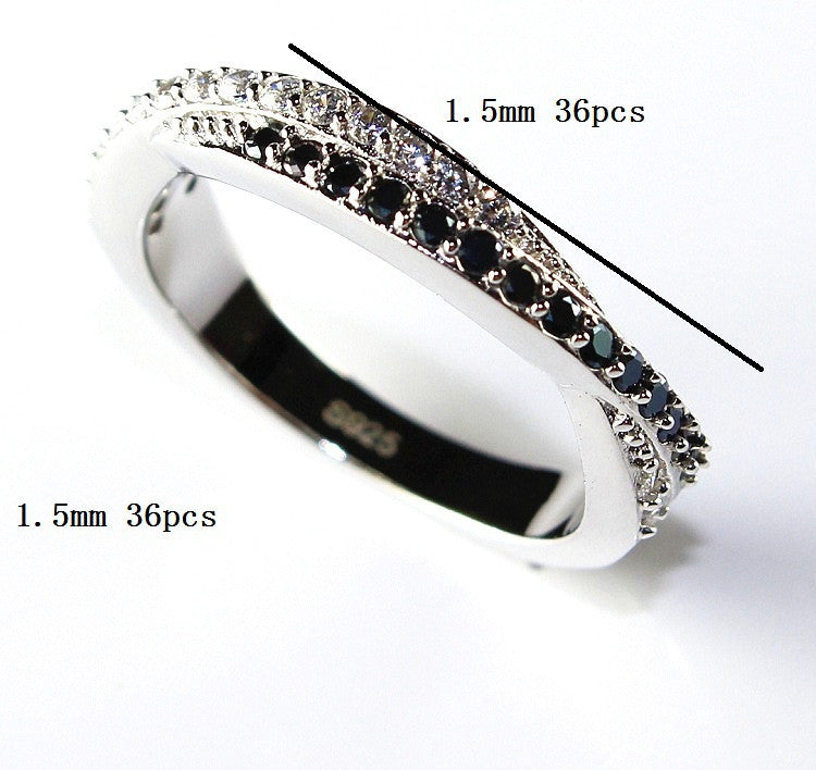 Almei Black Silver Ring for Women