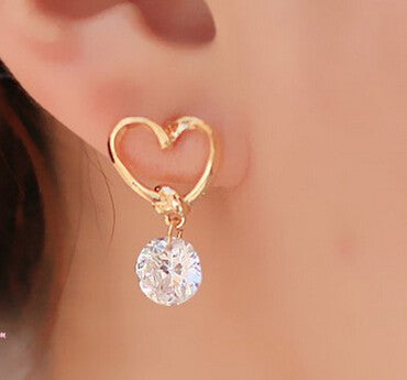 Crystal Zircon Stud Heart Earrings