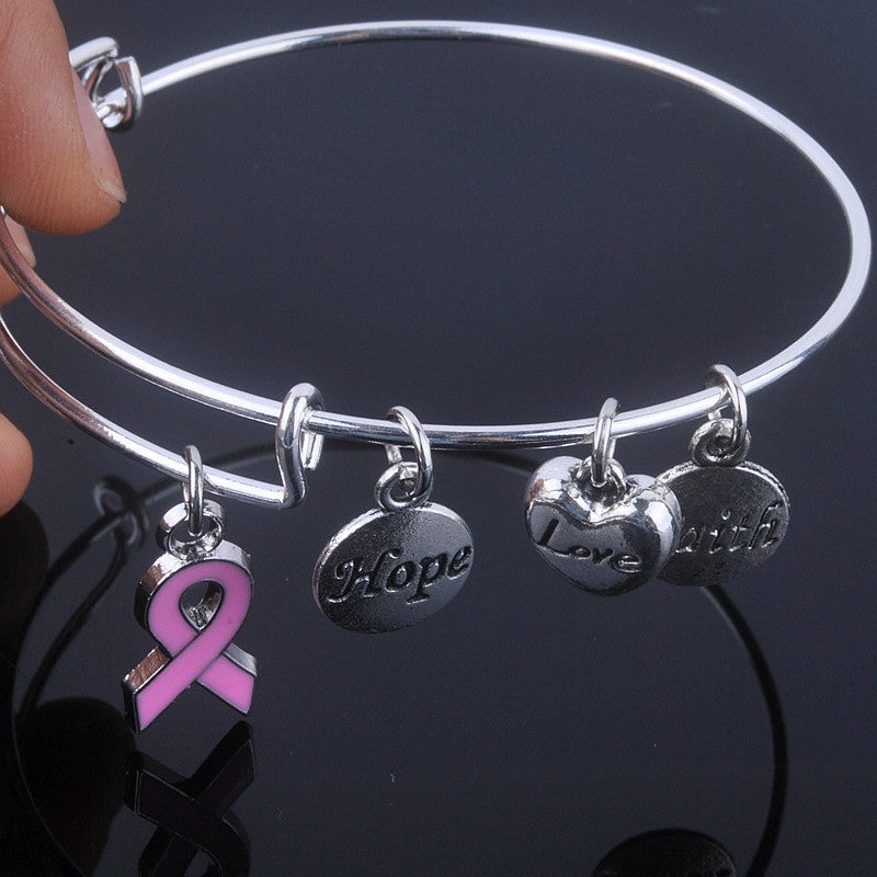 Care For Breast Cancer pink ribbon bangles