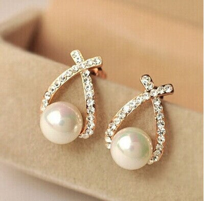 Fashion Gold Crystal Stud Earrings