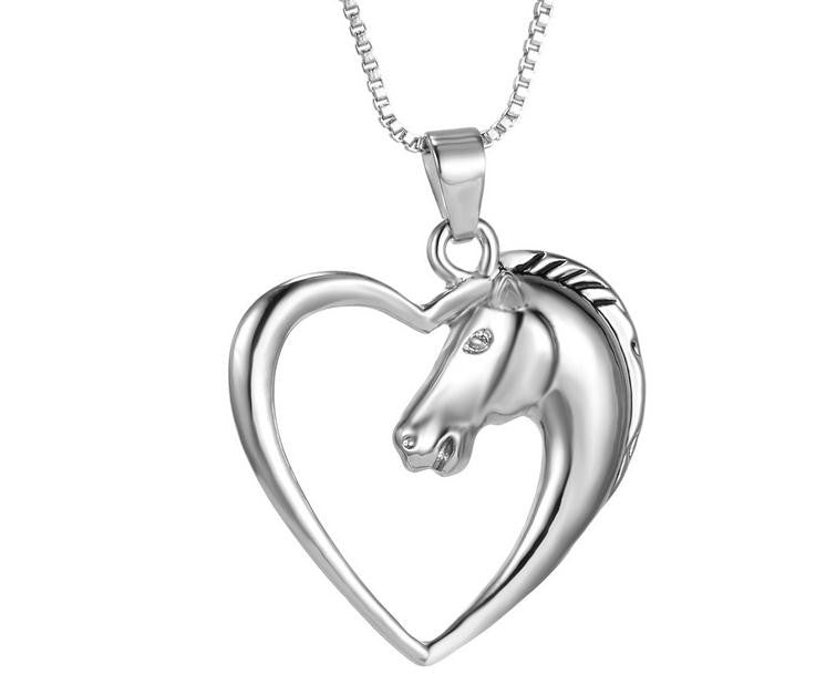 Animal Horse in Heart Necklace